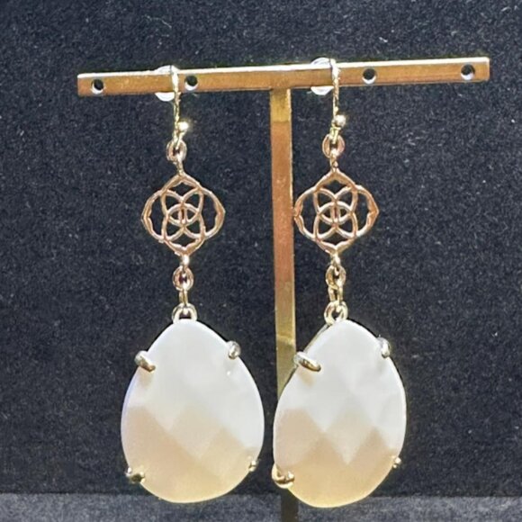 VGUC Custom Kendra Scott Allison Earrings in Gold and White - Picture 1 of 7